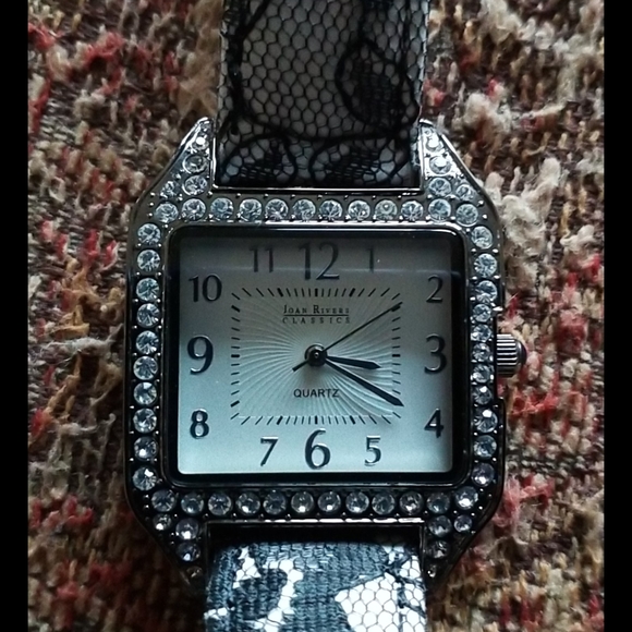 JOAN RIVERS Rhinestone Leather Watch - Picture 1 of 12